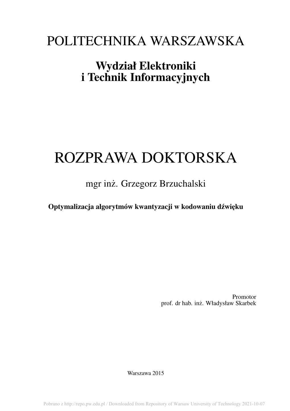 Rozprawa Doktorska