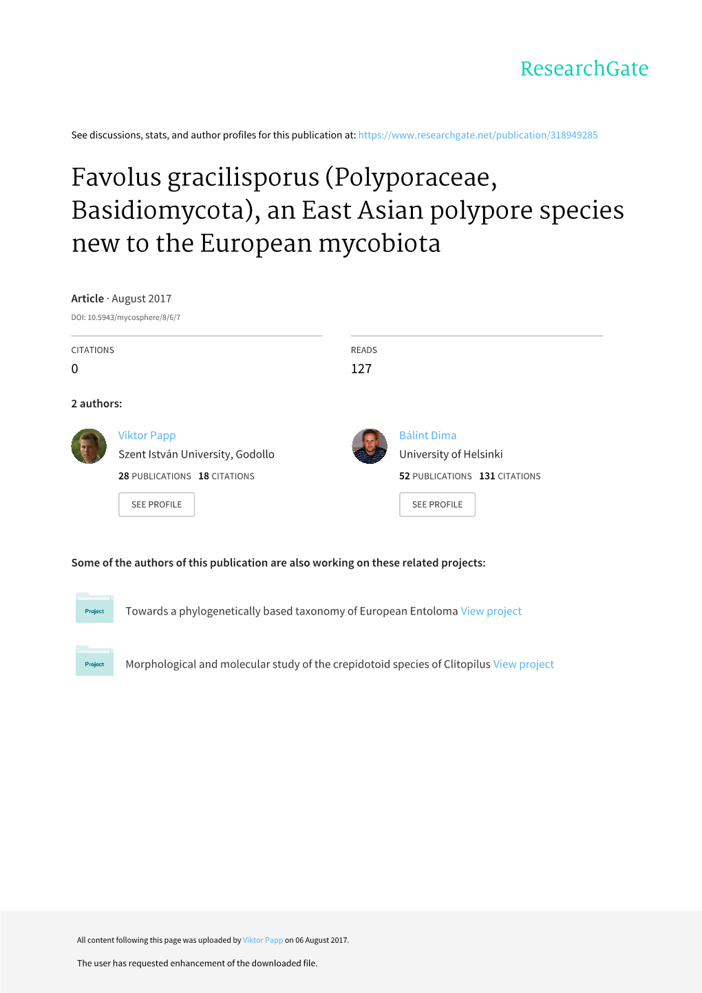 Favolus Gracilisporus (Polyporaceae, Basidiomycota), an East Asian Polypore Species New to the European Mycobiota