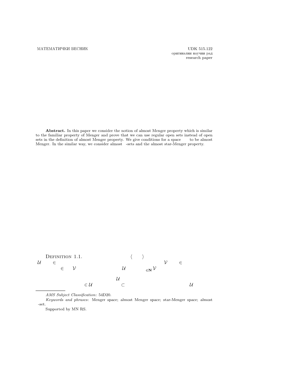 173–180 ALMOST MENGER and RELATED SPACES Darko Kocev 1