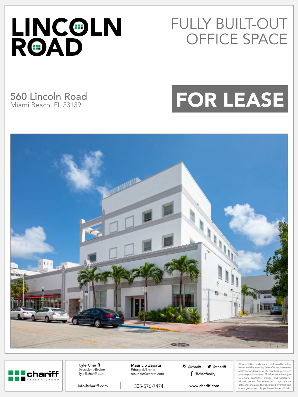 560 Lincoln Road Miami Beach, FL 33139 for LEASE