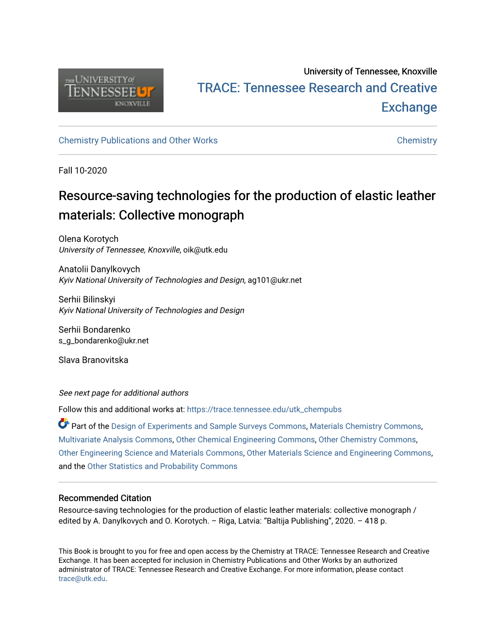 Resource-Saving Technologies for the Production of Elastic Leather Materials: Collective Monograph