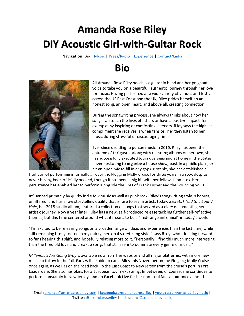 Amanda Rose Riley DIY Acoustic Girl-With-Guitar Rock Navigation: Bio | Music | Press/Radio | Experience | Contact/Links