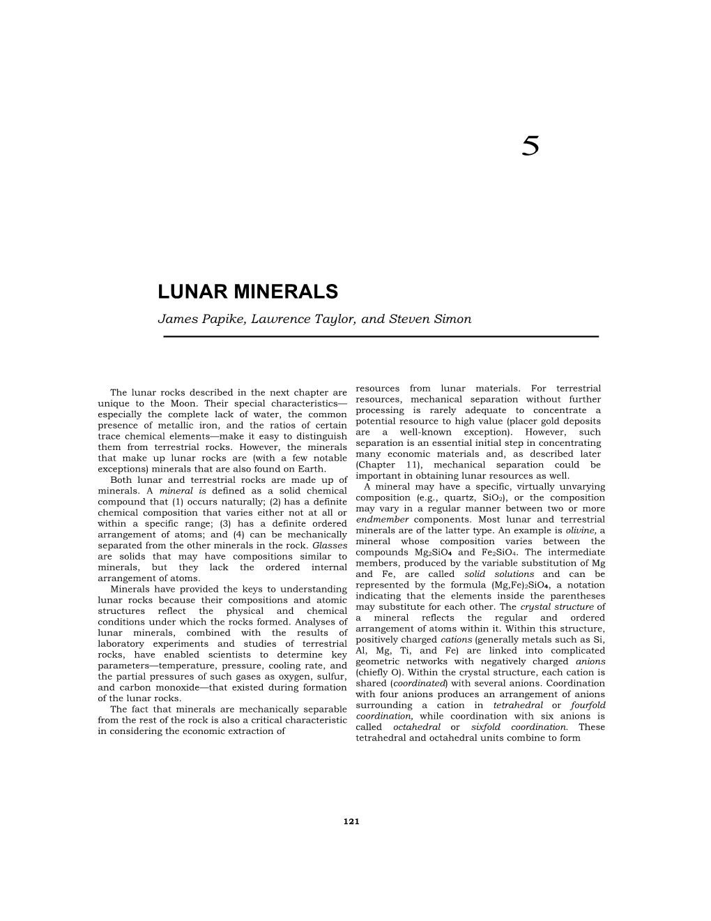 Chapter 5: Lunar Minerals