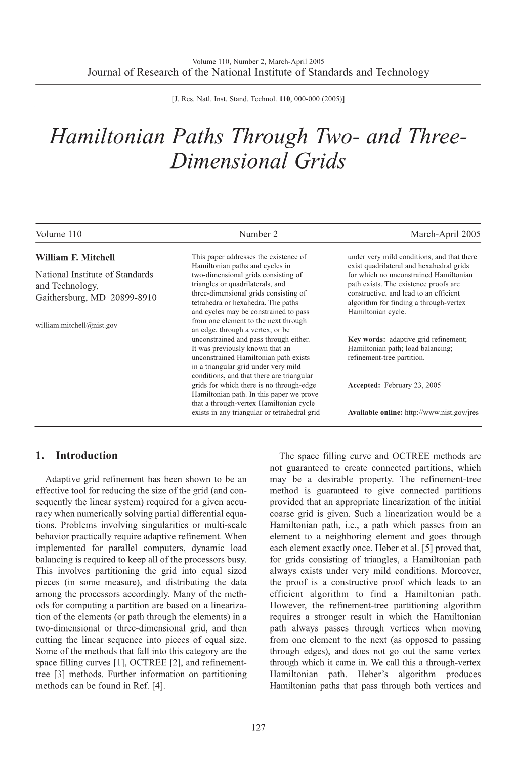 Hamiltonian Paths Through Two- and Three- Dimensional Grids
