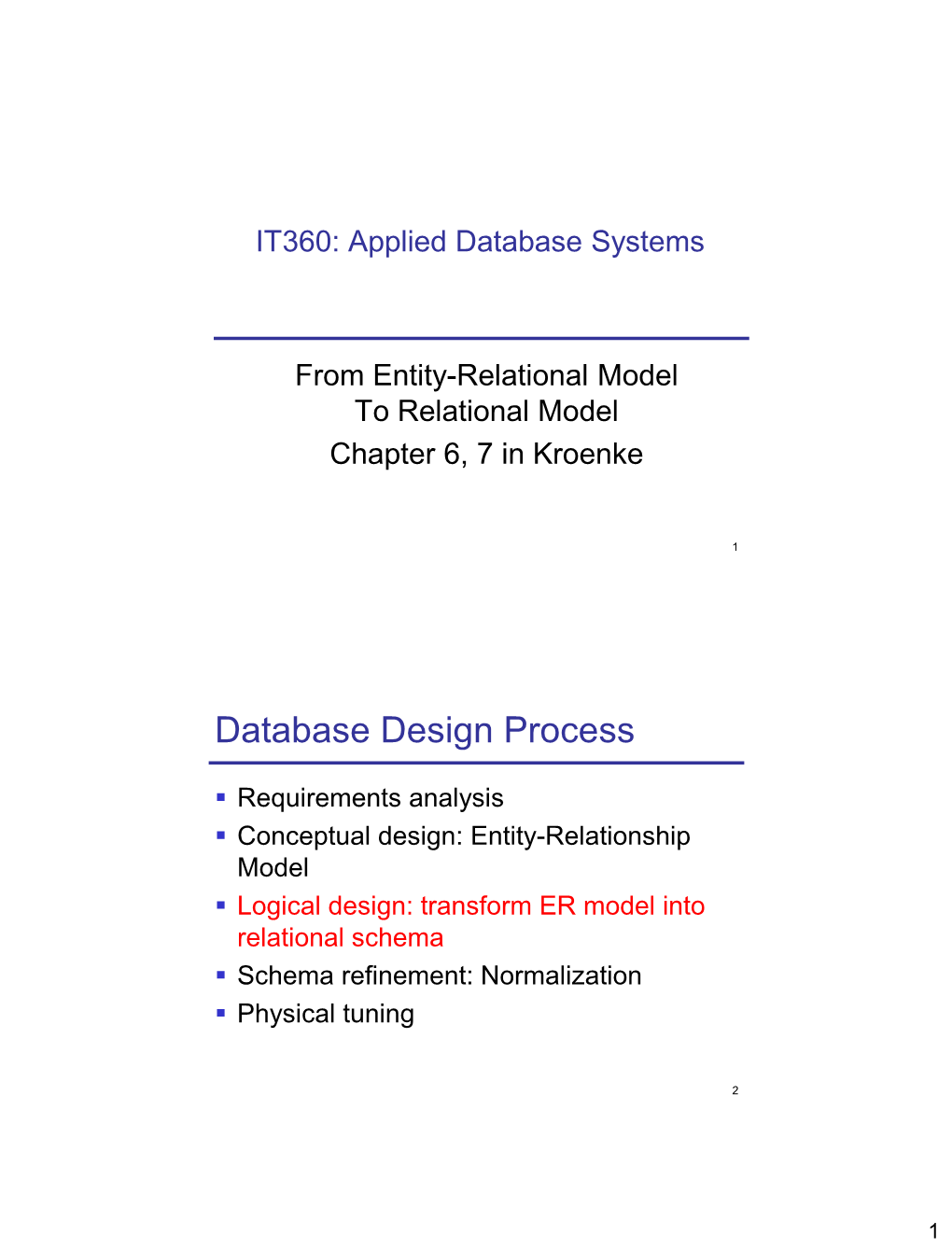 Database Design Process