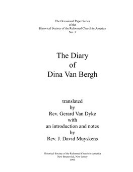 The Diary of Dina Van Bergh 1