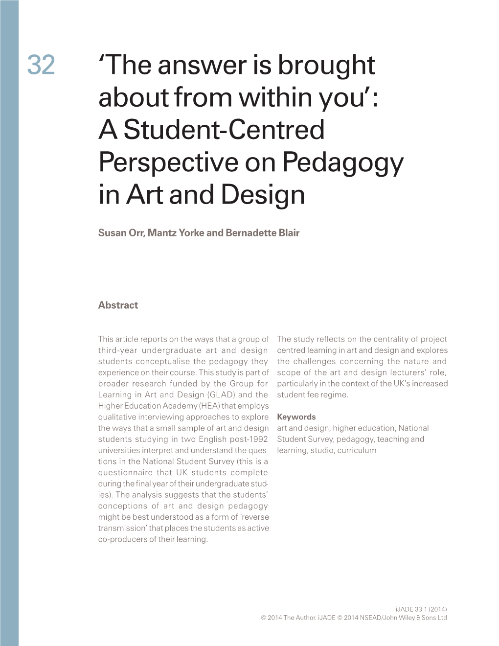 A Studentcentred Perspective on Pedagogy In