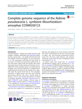 Complete Genome Sequence of the Robinia Pseudoacacia L. Symbiont
