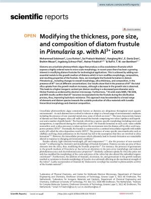 Modifying the Thickness, Pore Size, and Composition of Diatom Frustule in Pinnularia Sp