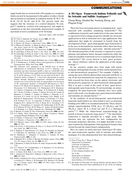 A 3D Open-Framework Indium Telluride and Its Selenide