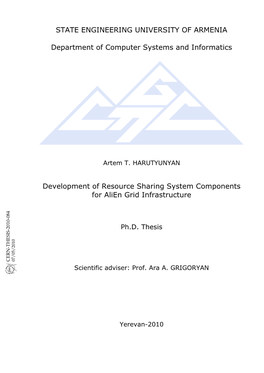 STATE ENGINEERING UNIVERSITY of ARMENIA Department of Computer Systems and Informatics Development of Resource Sharing System Co