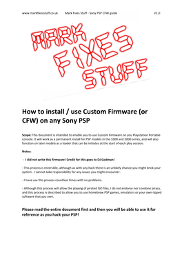 How to Install / Use Custom Firmware (Or CFW) on Any Sony