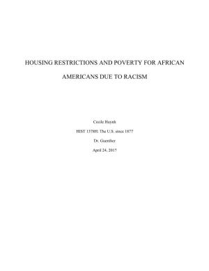 Housing Restrictions and Poverty Among African Americans