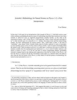 Aristotle's Methodology for Natural Science in Physics