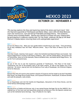 Mexico 2023 October 24 – November 4