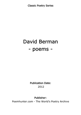David Berman - Poems