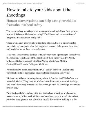 Talking to Kids About School Shootings