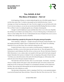 You, Goliath, & God the Story of Scripture