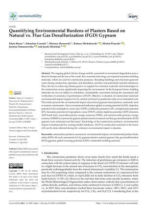 Quantifying Environmental Burdens of Plasters Based on Natural Vs. Flue Gas Desulfurization (FGD) Gypsum