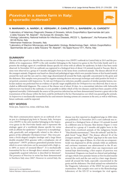 Poxvirus in a Swine Farm in Italy: a Sporadic Outbreak? O