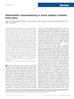 Multimodality Neuromonitoring in Severe Pediatric Traumatic Brain Injury