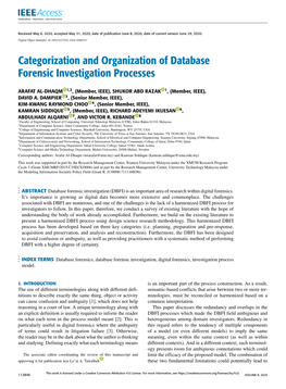 Categorization and Organization of Database Forensic Investigation Processes