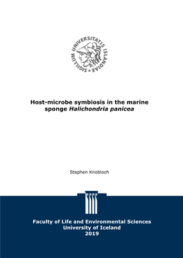 Host-Microbe Symbiosis in the Marine Sponge Halichondria Panicea