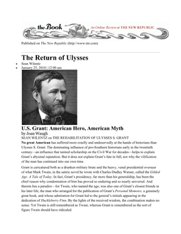 The Return of Ulysses • Sean Wilentz • January 25, 2010 | 12:00 Am