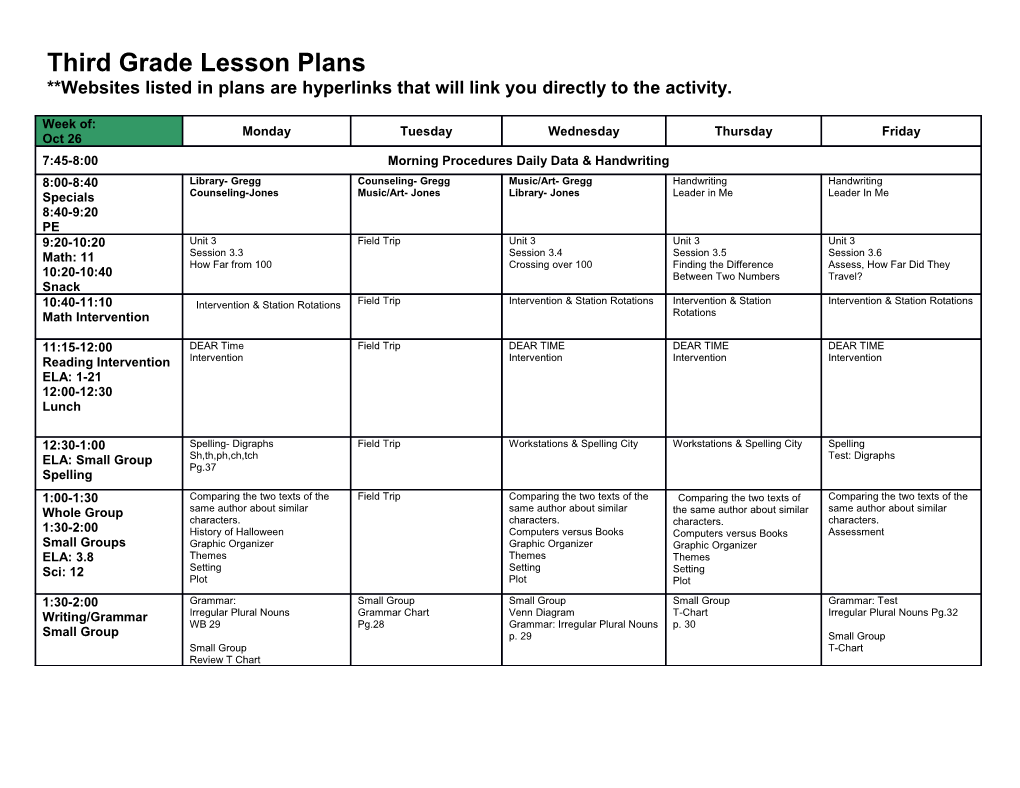 Third Grade Lesson Plans s2