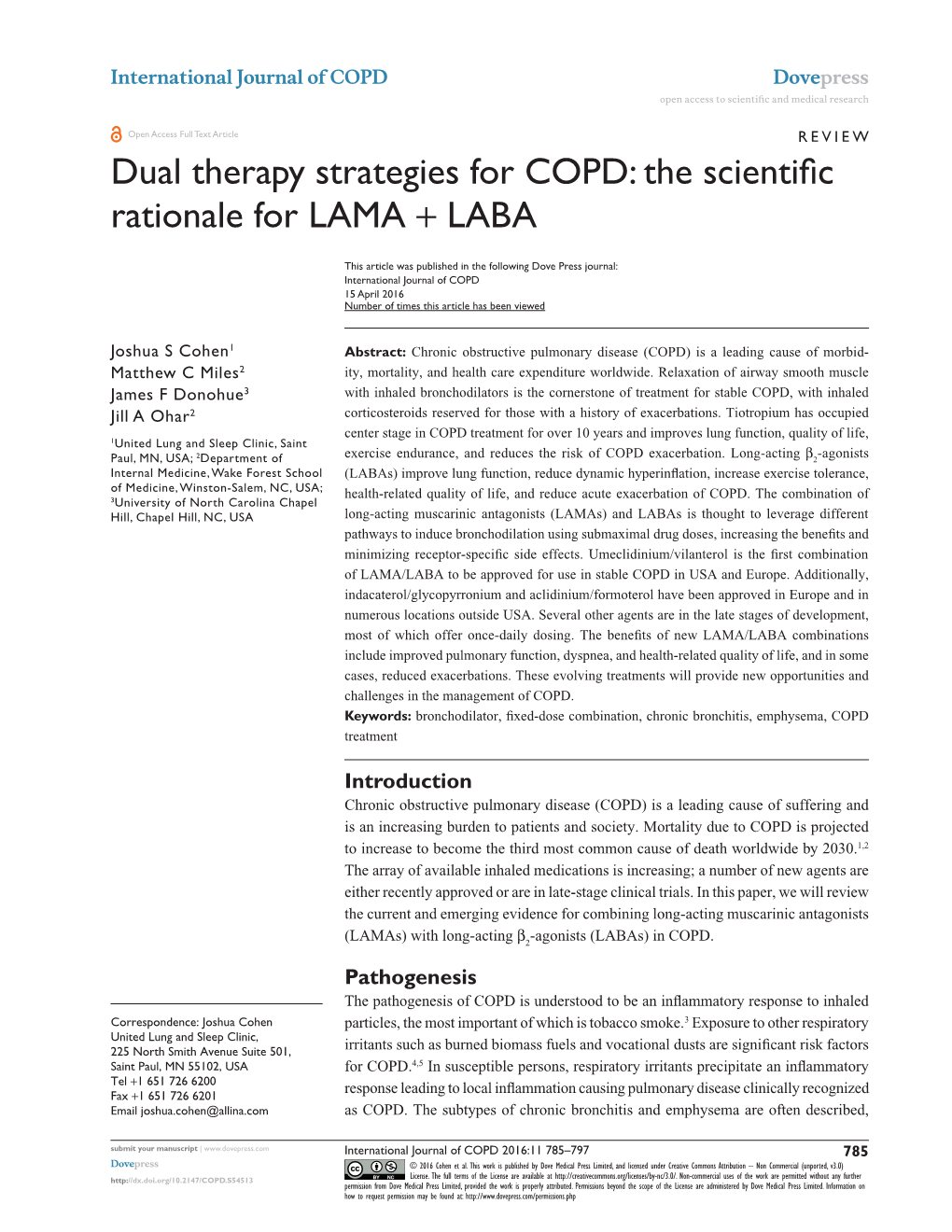 Dual Therapy Strategies for COPD: the Scientific Rationale for LAMA + LABA