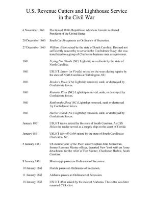 Revenue Cutter & Lighthouse Service Civil War Chronology