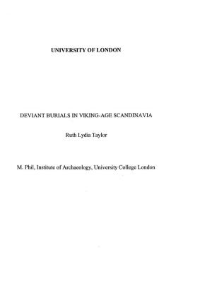 University of London Deviant Burials in Viking-Age