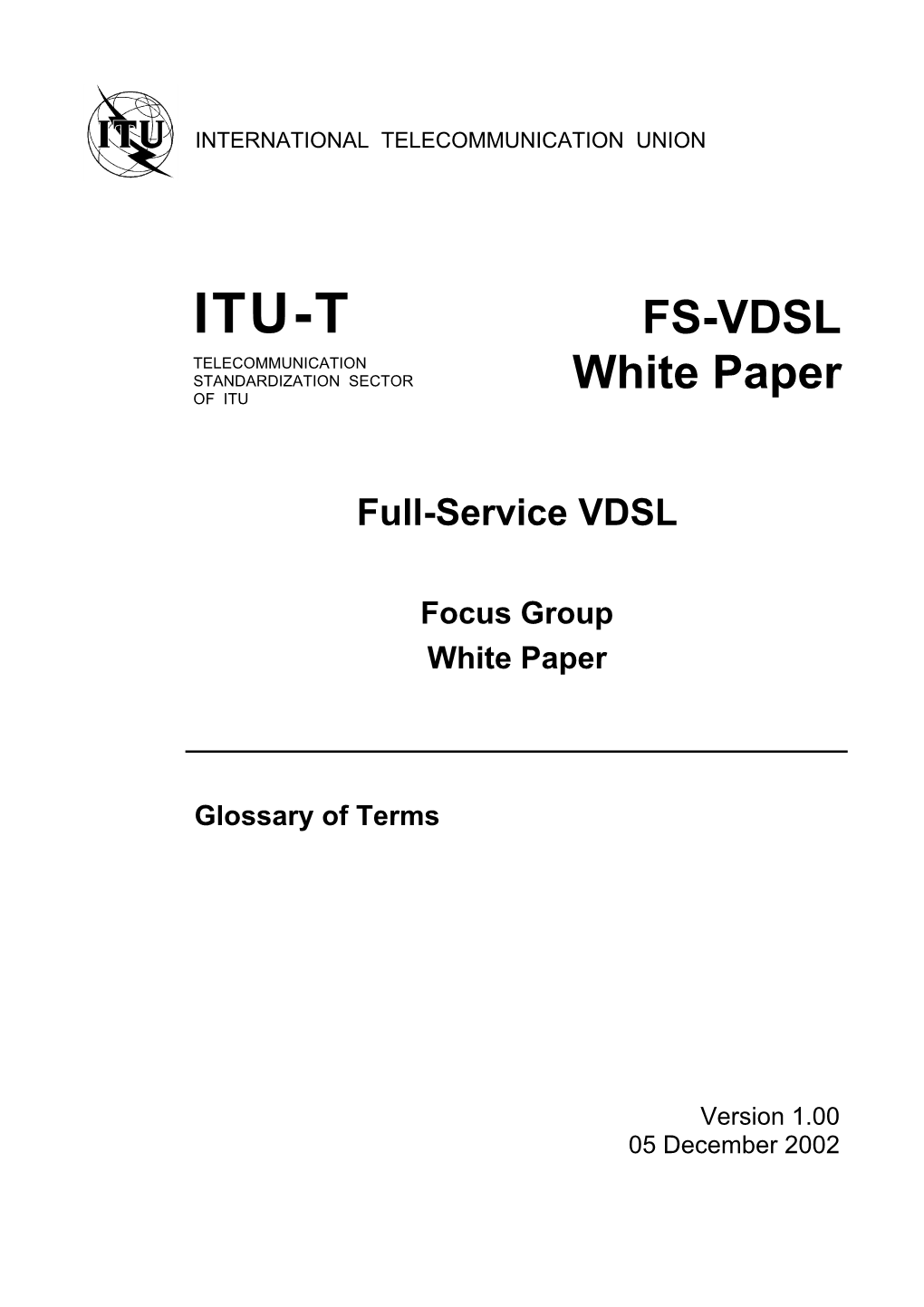 Fs-Vdsl White Papers Glossary of Terms