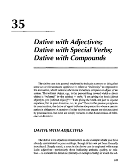 Dative with Adjectives; Dative with Special Verbs; Dative with Compounds
