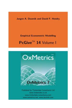 Pcgivetm 14 Volume I Oxmetrics 7