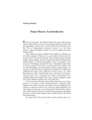 Hasan Manzar: an Introduction