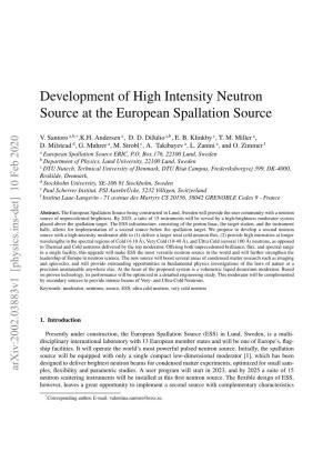 Development of High Intensity Neutron Source at the European Spallation Source