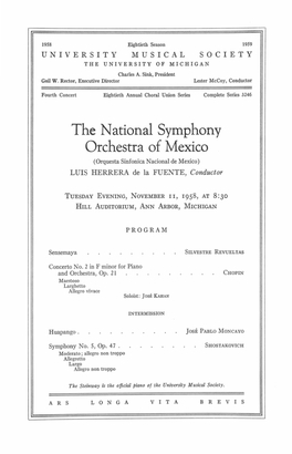The National Symphony Orchestra of Mexico (Orquesta Sinfonica Nacional De Mexico)