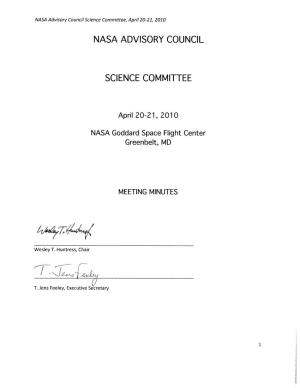 NASA Advisory Council Science Committee, April 20-21, 2010