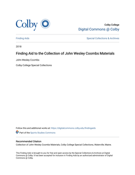 Finding Aid to the Collection of John Wesley Coombs Materials