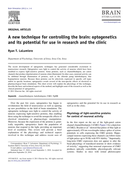 Optogenetics and Its Potential for Use in Research and the Clinic