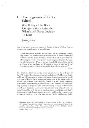 The Logicians of Kant's School