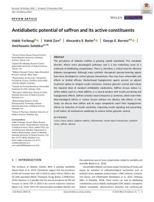 Antidiabetic Potential of Saffron and Its Active Constituents