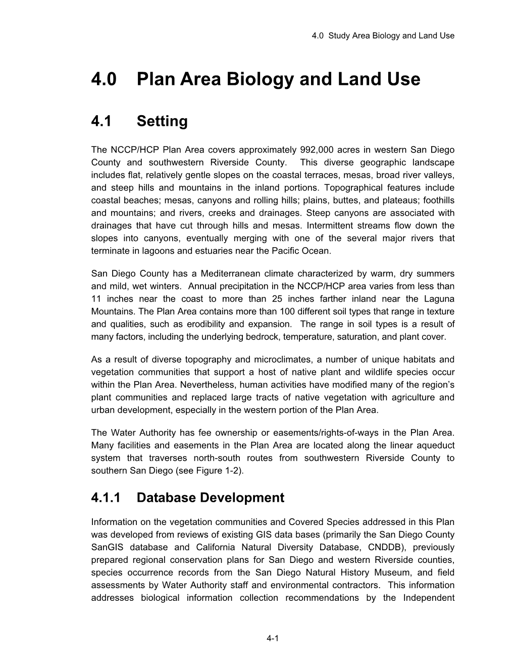 4.0 Plan Area Biology and Land Use