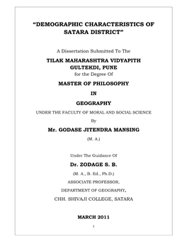 “Demographic Characteristics of Satara District”