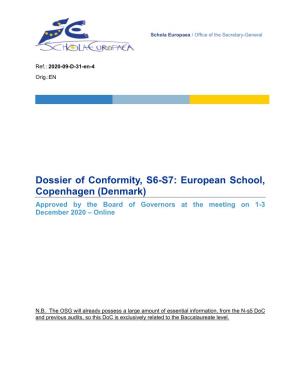 European School, Copenhagen (Denmark) Approved by the Board of Governors at the Meeting on 1-3 December 2020 – Online