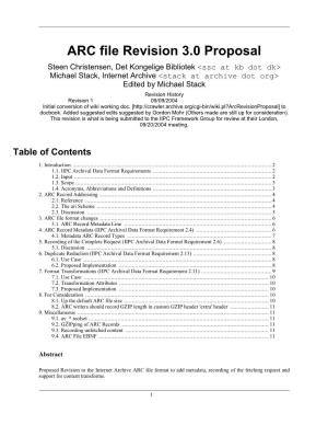 ARC File Revision 3.0 Proposal