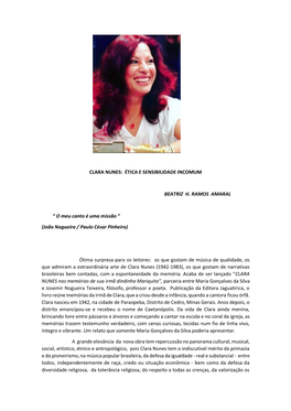 Clara Nunes: Ética E Sensibilidade Incomum
