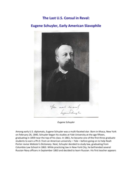 The Last U.S. Consul in Reval: Eugene Schuyler, Early American Slavophile
