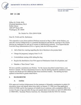 FDA Denial of Petition on Amitiza